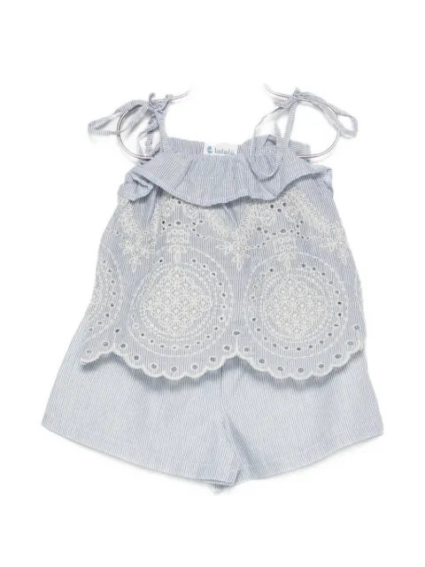 LALALU broderie-anglaise striped shorts set
