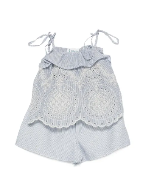 LALALU broderie-anglaise striped shorts set