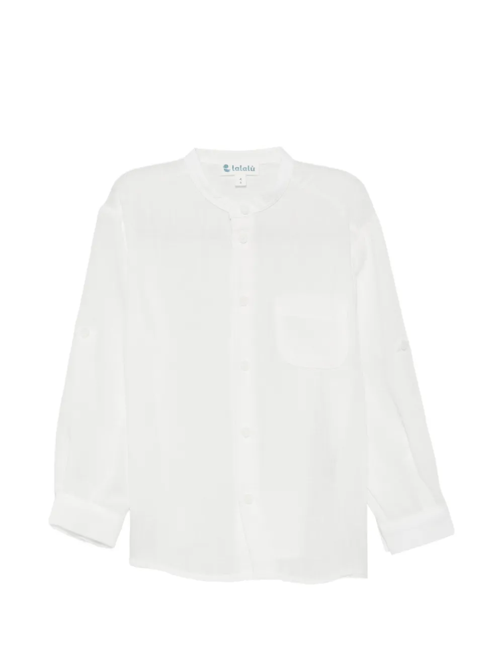 LALALU band-collar patch-pocket shirt - Bianco