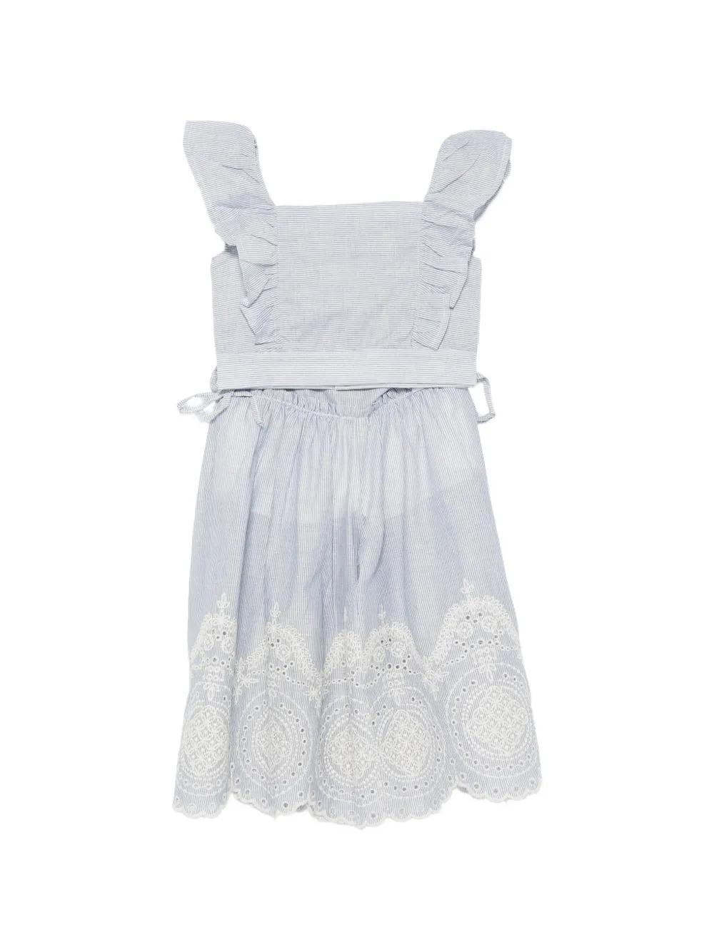 LALALU broderie-anglaise blouse and trousers set - Blu