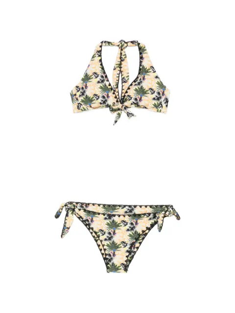 Anjuna palm-print halterneck bikini