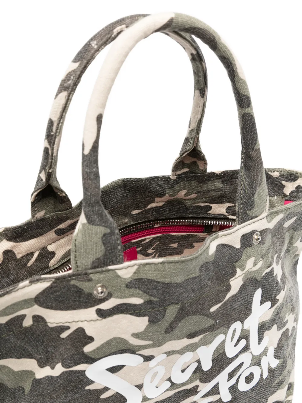 Secret Pon City shopper met camouflageprint en mesh Groen