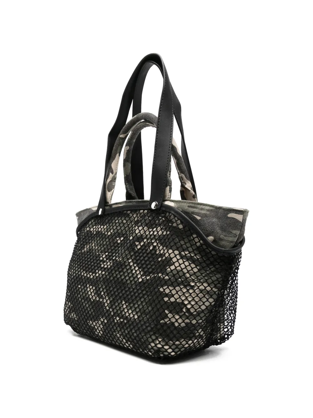 Secret Pon City shopper met camouflageprint en mesh Groen