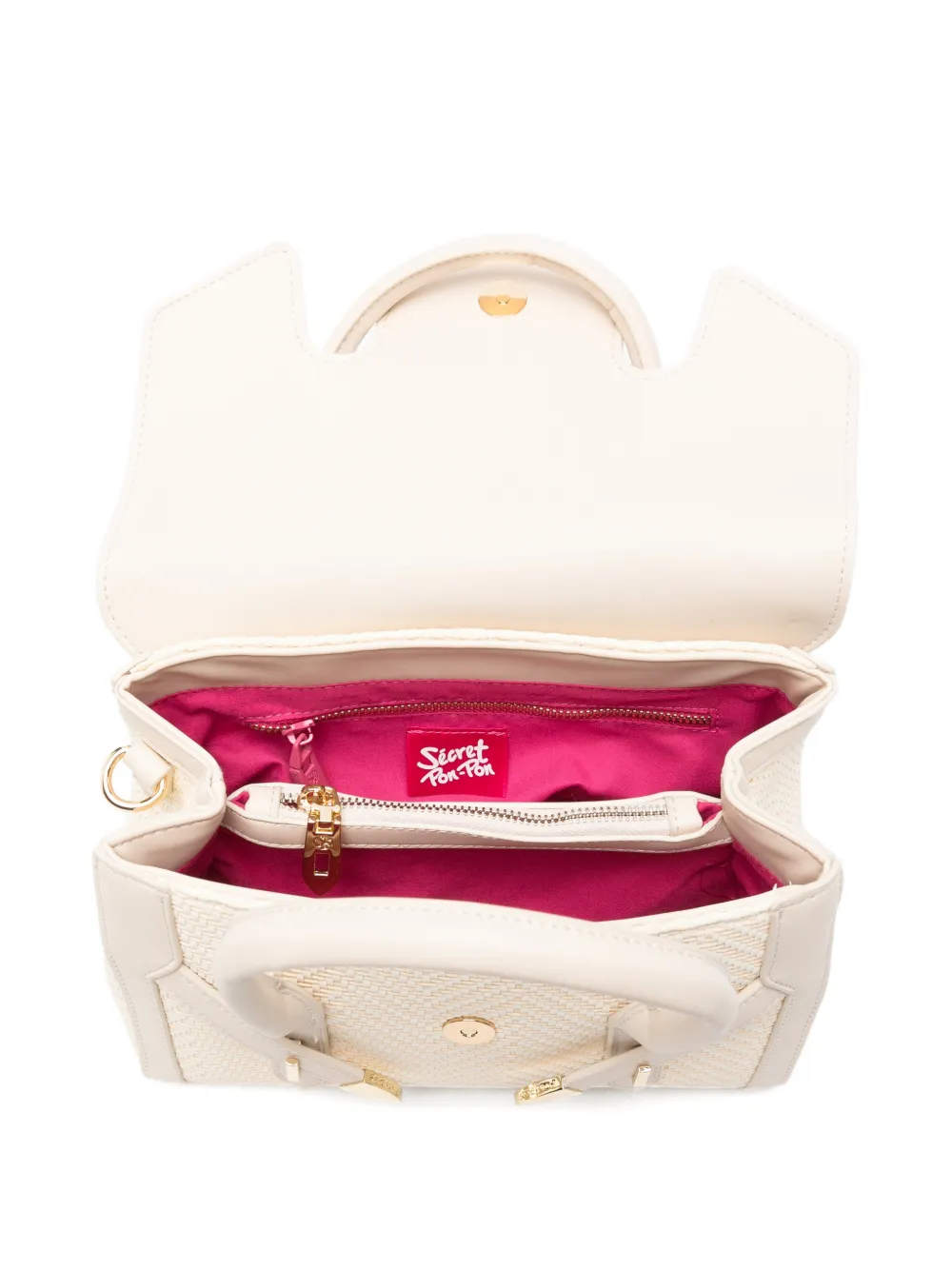 Secret Pon Yalis kleine geweven shopper met logoplakkaat Beige
