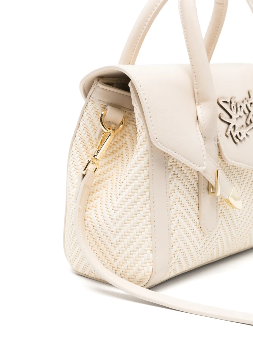 Secret Pon Yalis kleine geweven shopper met logoplakkaat Beige