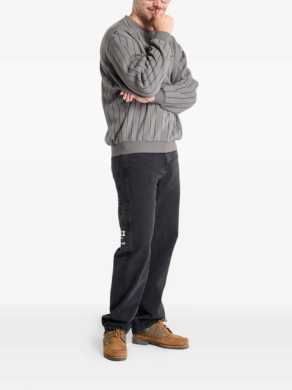karl kani Autograph sweater met geborduurd logo Grijs