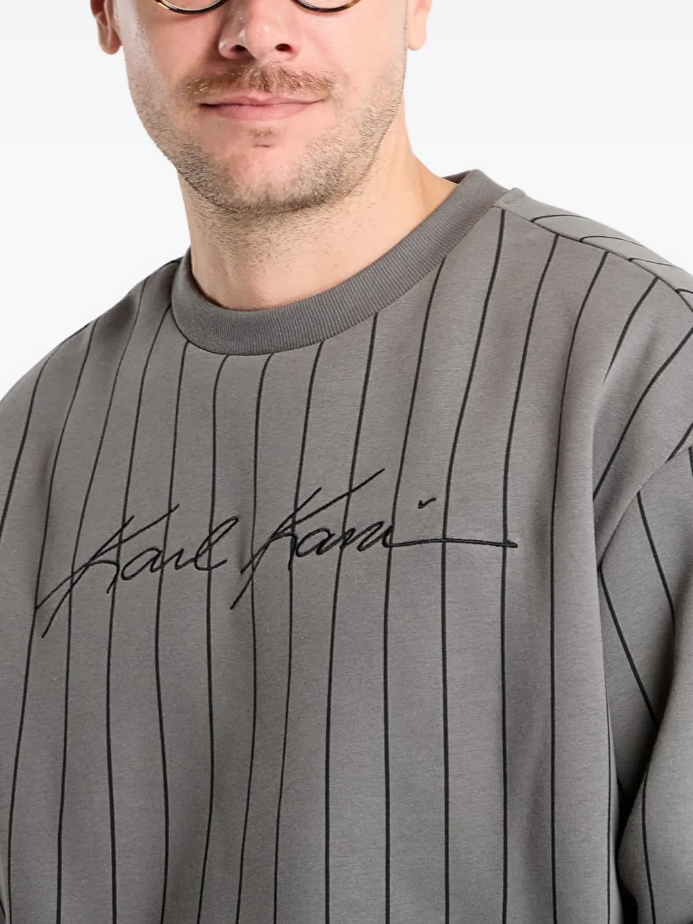 karl kani Autograph sweater met geborduurd logo Grijs