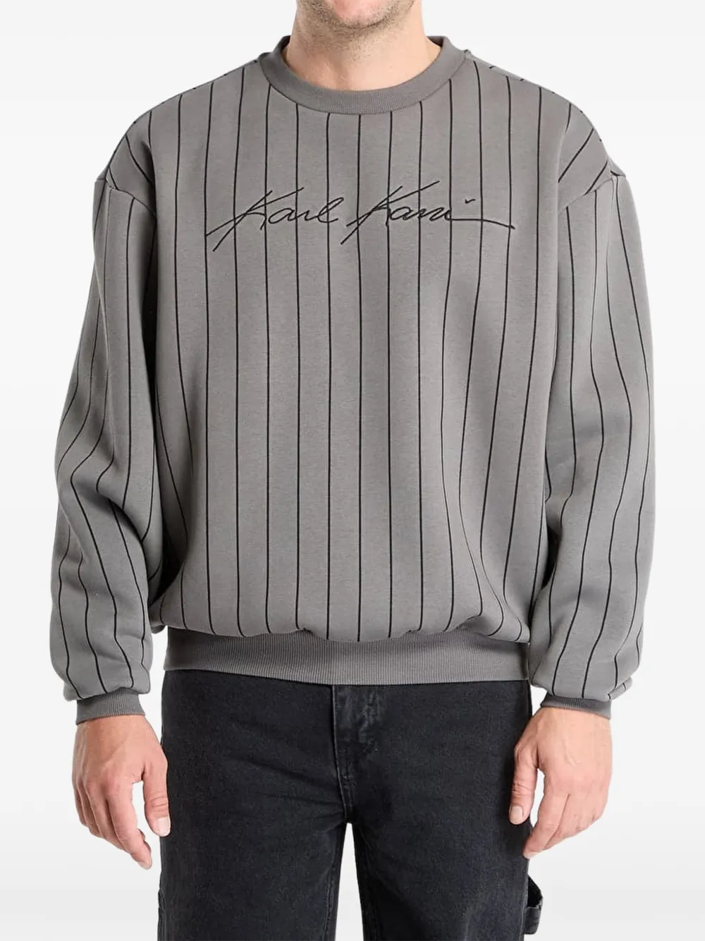 Karl kani Autograph sweater met geborduurd logo Grijs