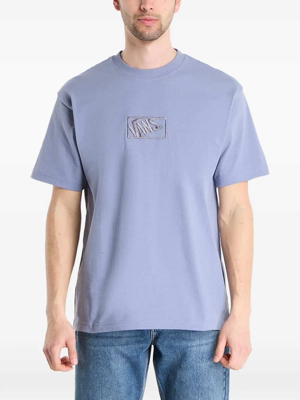 Vans Blocked Box Loose Embroidered-logo T-shirt In Blue