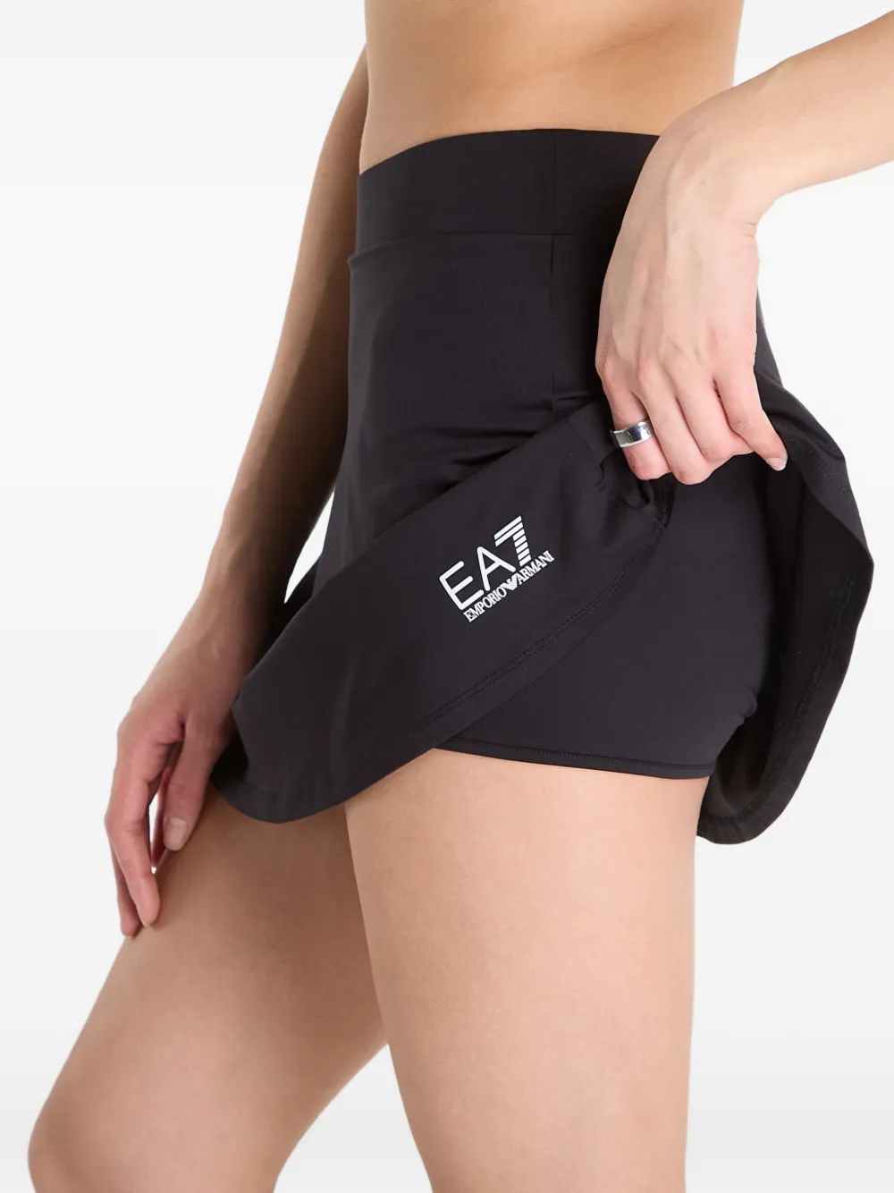 Ea7 Emporio Armani Flared mini-rok met logoprint Zwart