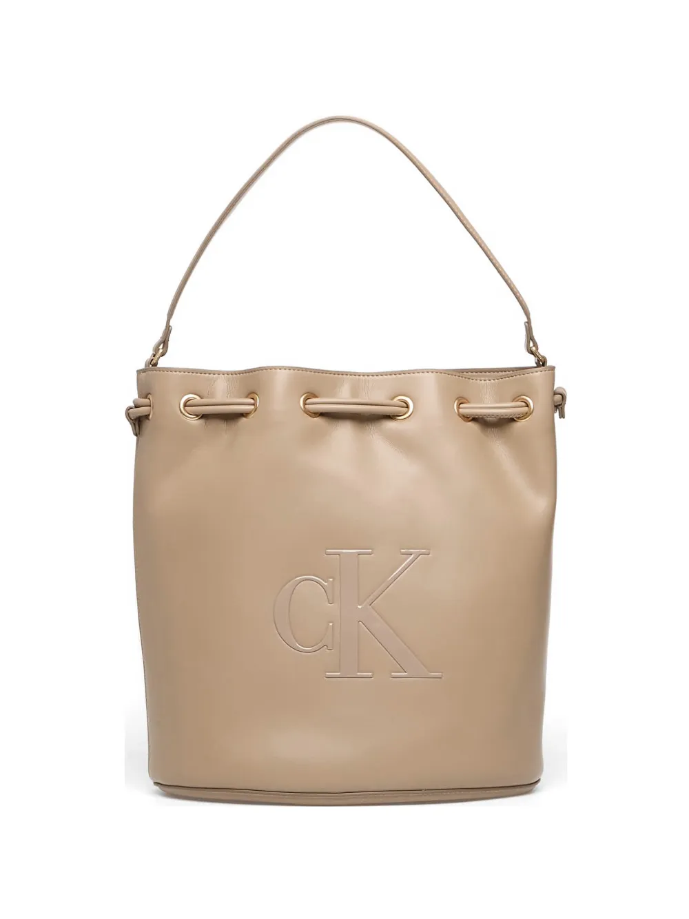 Calvin Klein Large debossed-logo Drawstring Bucket Bag | Neutrals ...
