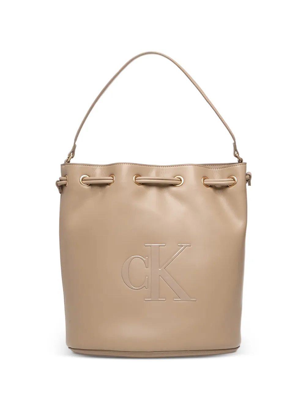 Calvin Klein large debossed-logo drawstring bucket bag - Toni neutri