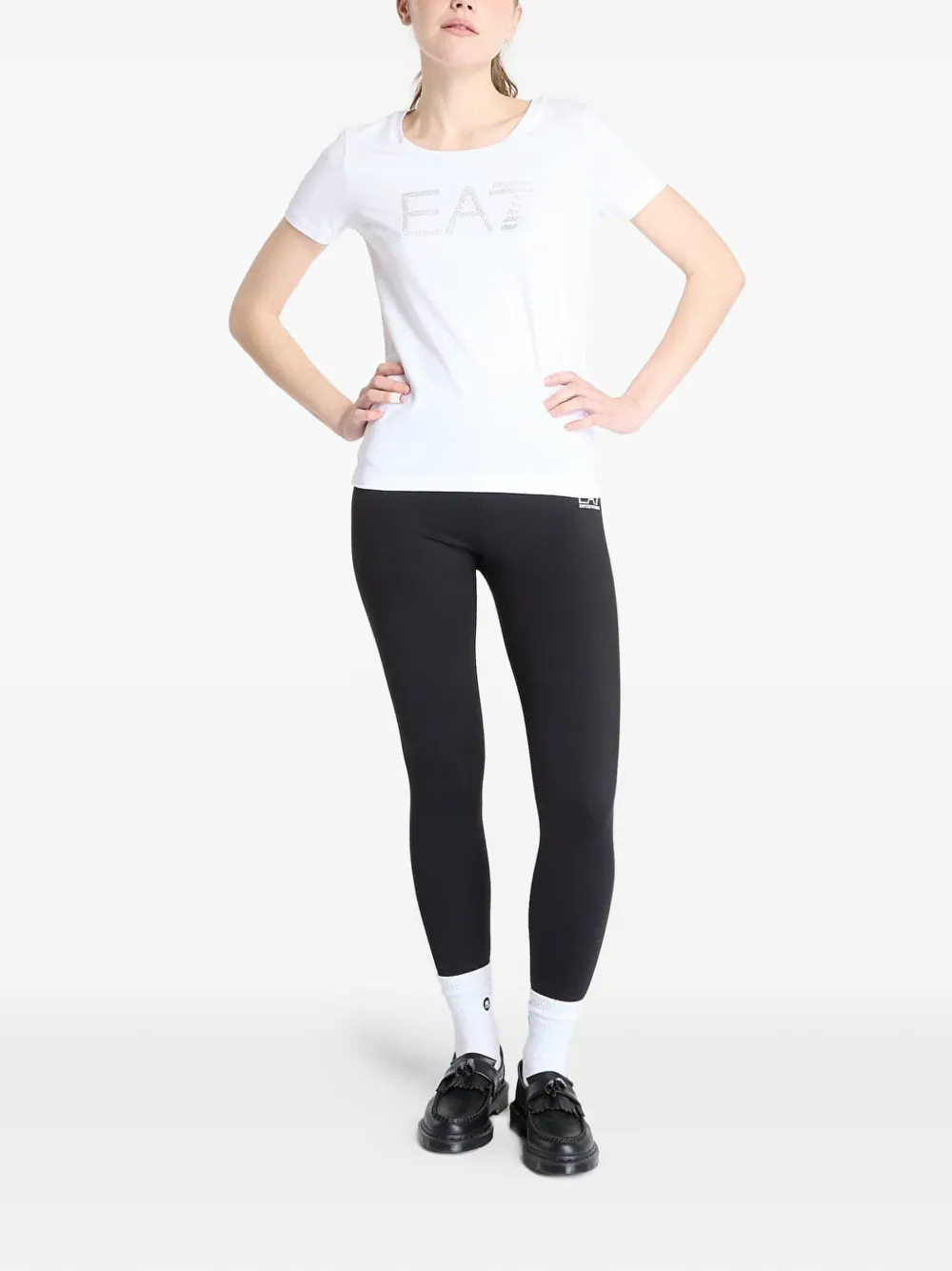 Ea7 Logo-embellished T-shirt In White