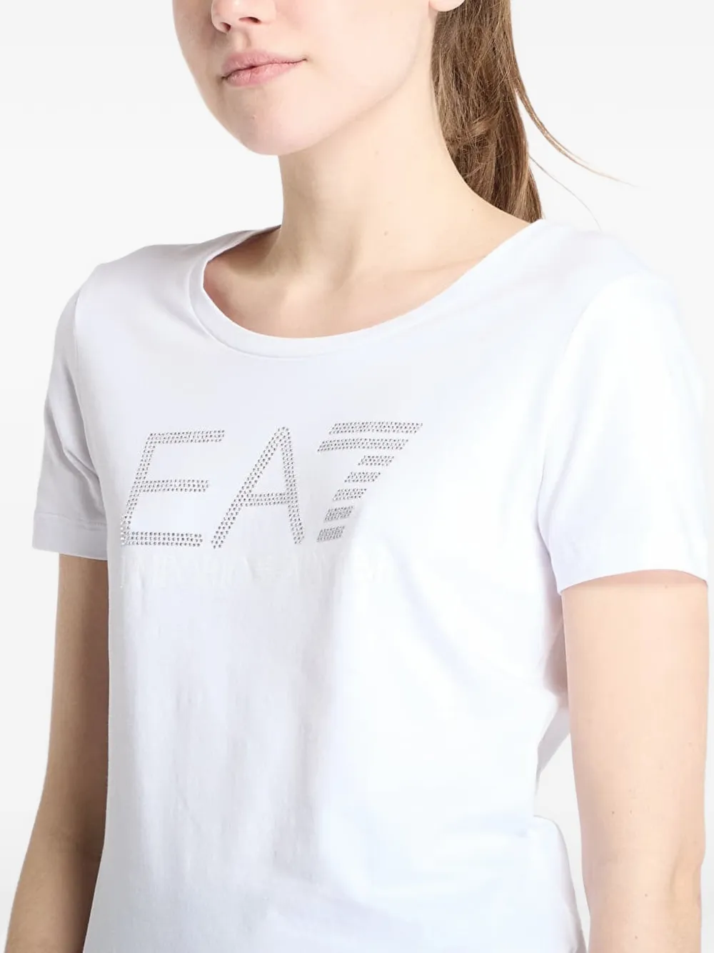 Ea7 Logo-embellished T-shirt In White