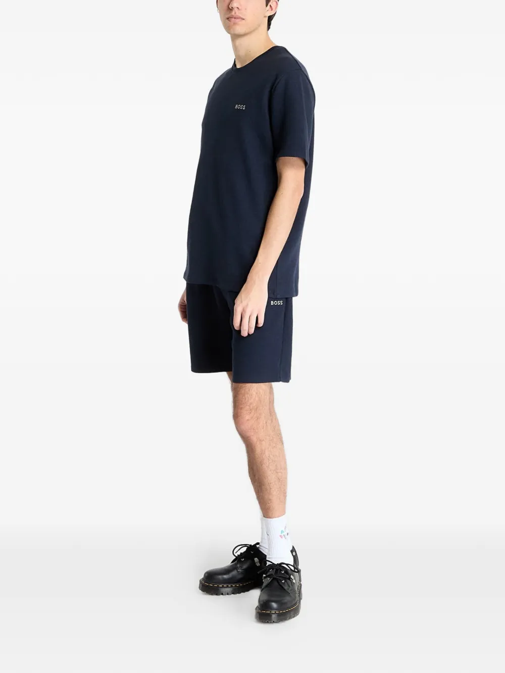 HUGO Pyjamatop met wafellogo Blauw