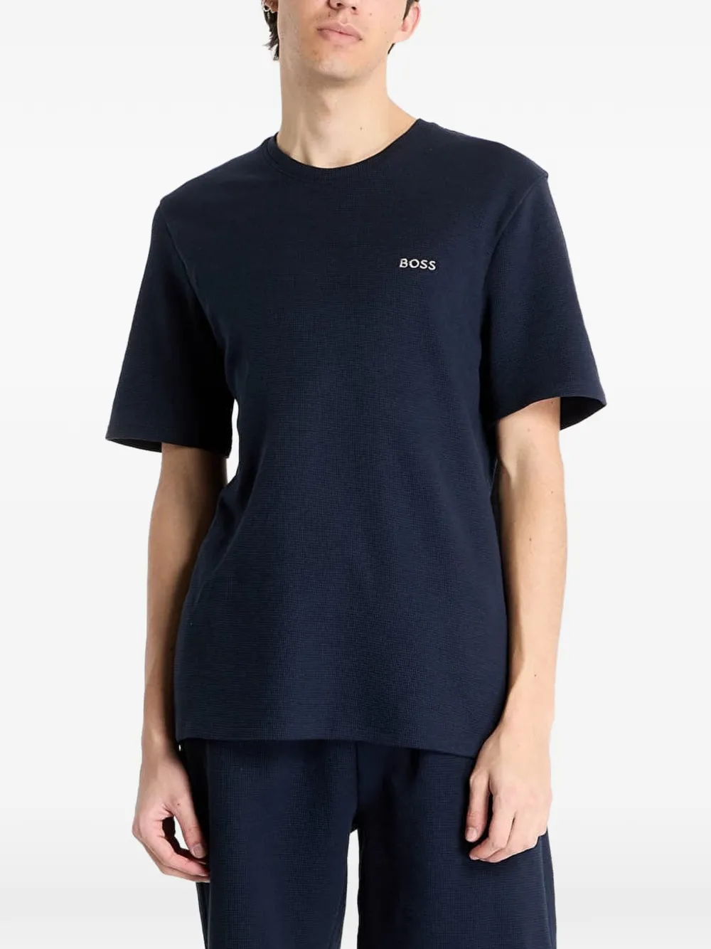 HUGO Waffle logo pajama top - Blau