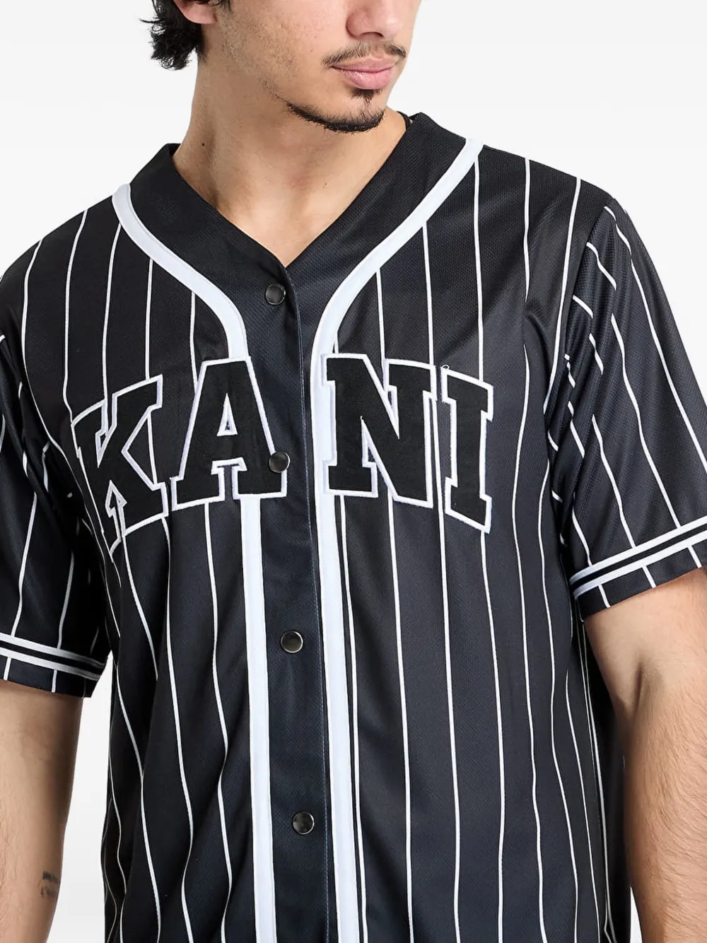 karl kani Overhemd met krijtstreep en logo Zwart