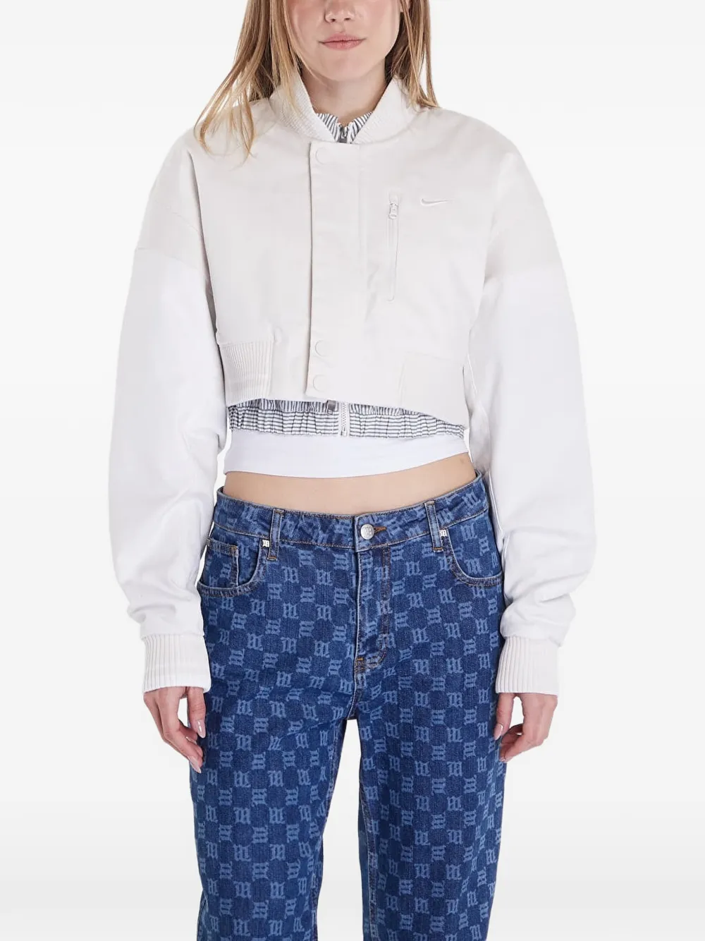 Nike Cropped Bomber Jacket In Animal Print