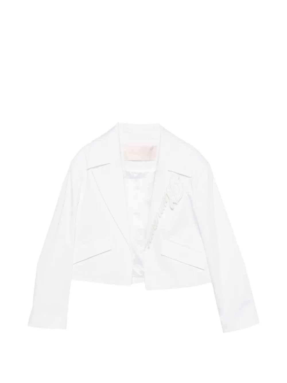Miss Blumarine logo-embroidered cropped blazer - Bianco