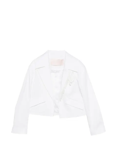 Miss Blumarine logo-embroidered cropped blazer