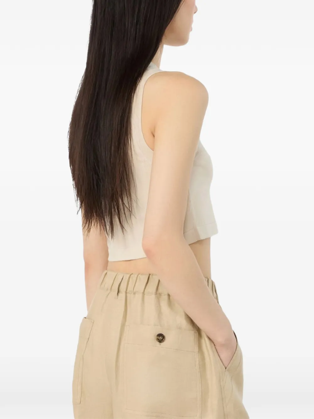 Weekend Max Mara Bombo ribgebreide cropped top Beige