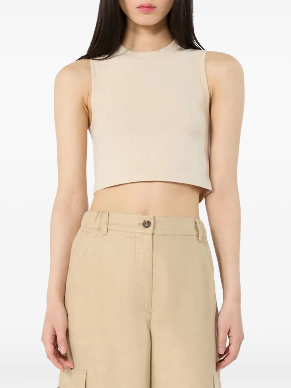 Weekend Max Mara Bombo ribgebreide cropped top Beige