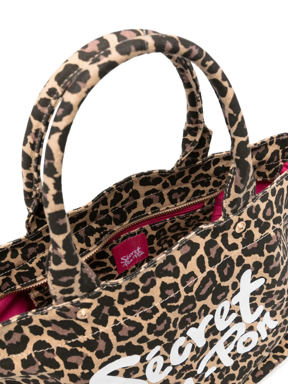 Secret Pon City mesh shopper met luipaardprint Beige