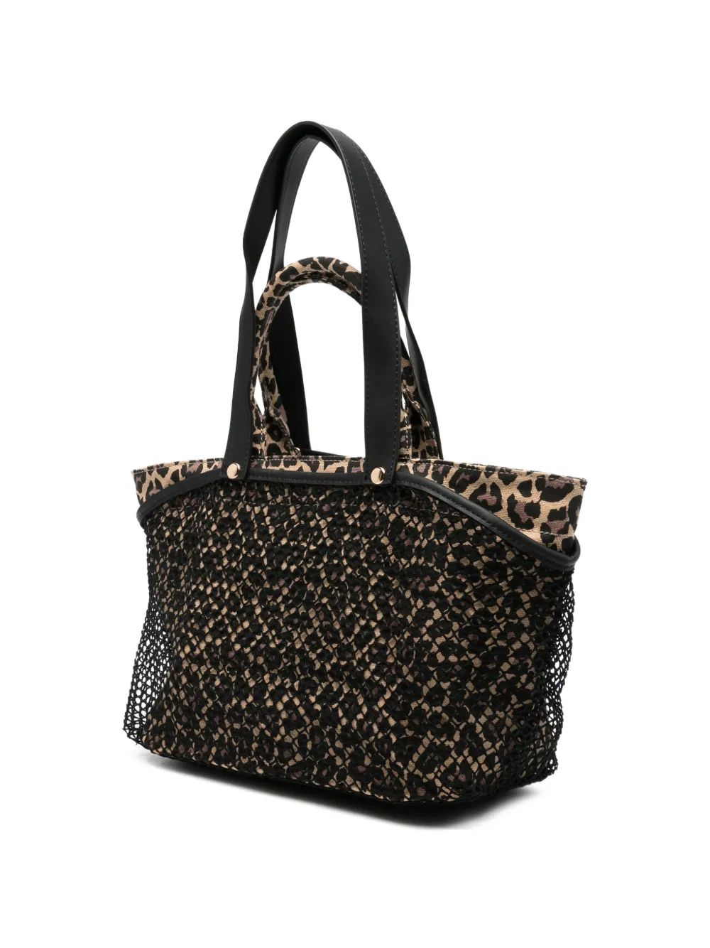 Secret Pon City mesh shopper met luipaardprint Beige