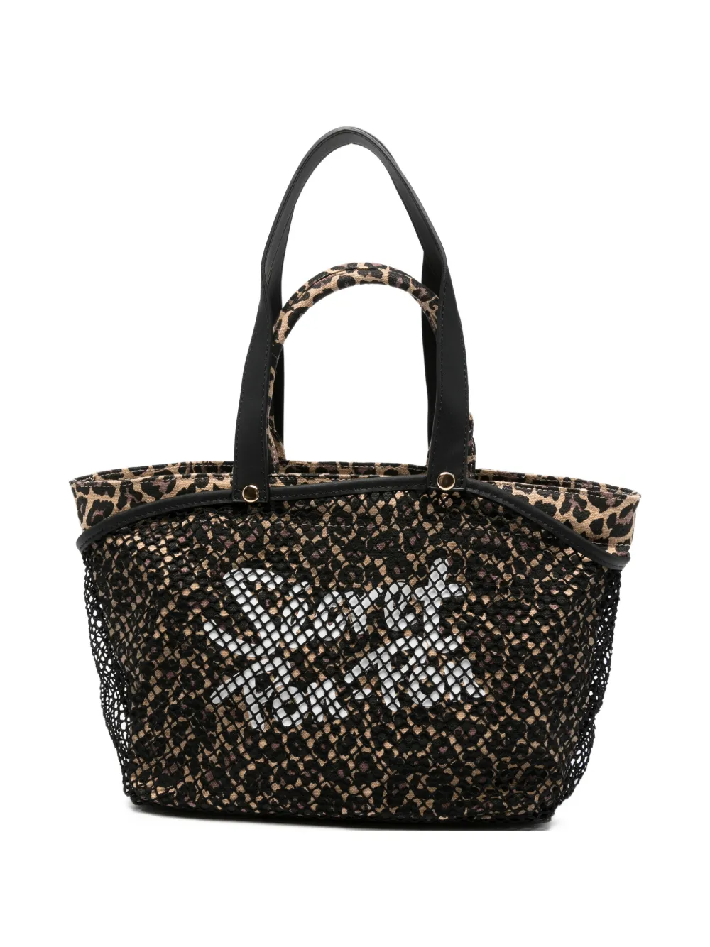 Secret Pon City mesh shopper met luipaardprint Beige