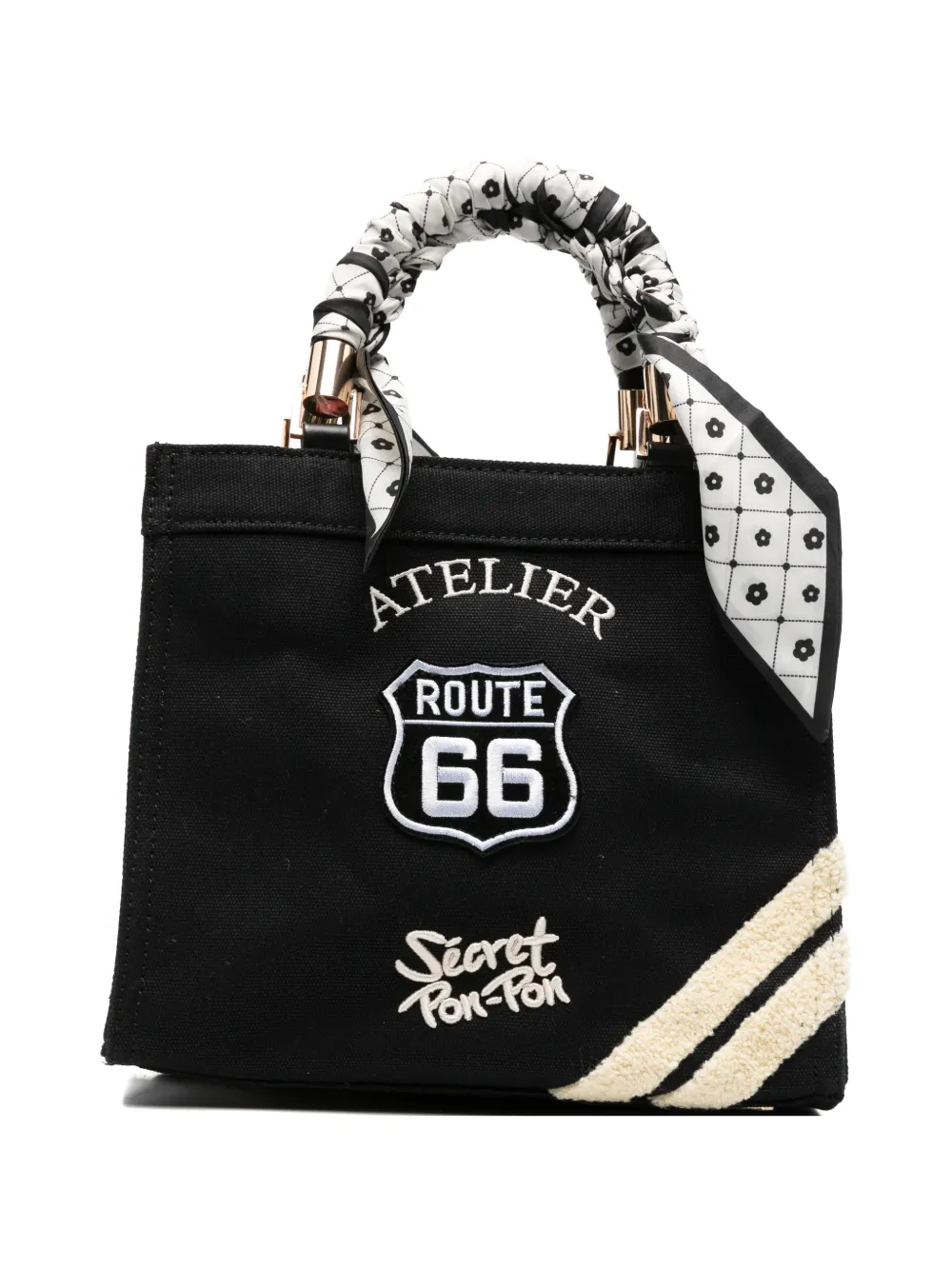 Secret Pon Pon Kleiner Saint Tropez Tote Bag mit Schal - Schwarz