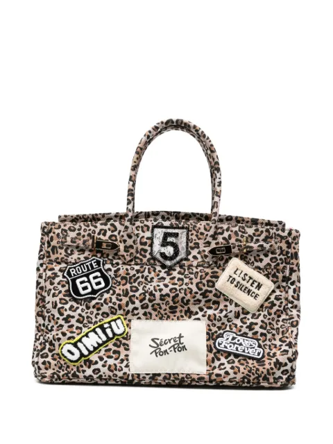 Secret Pon Pon Grace leopard-print patch-detail shoulder bag