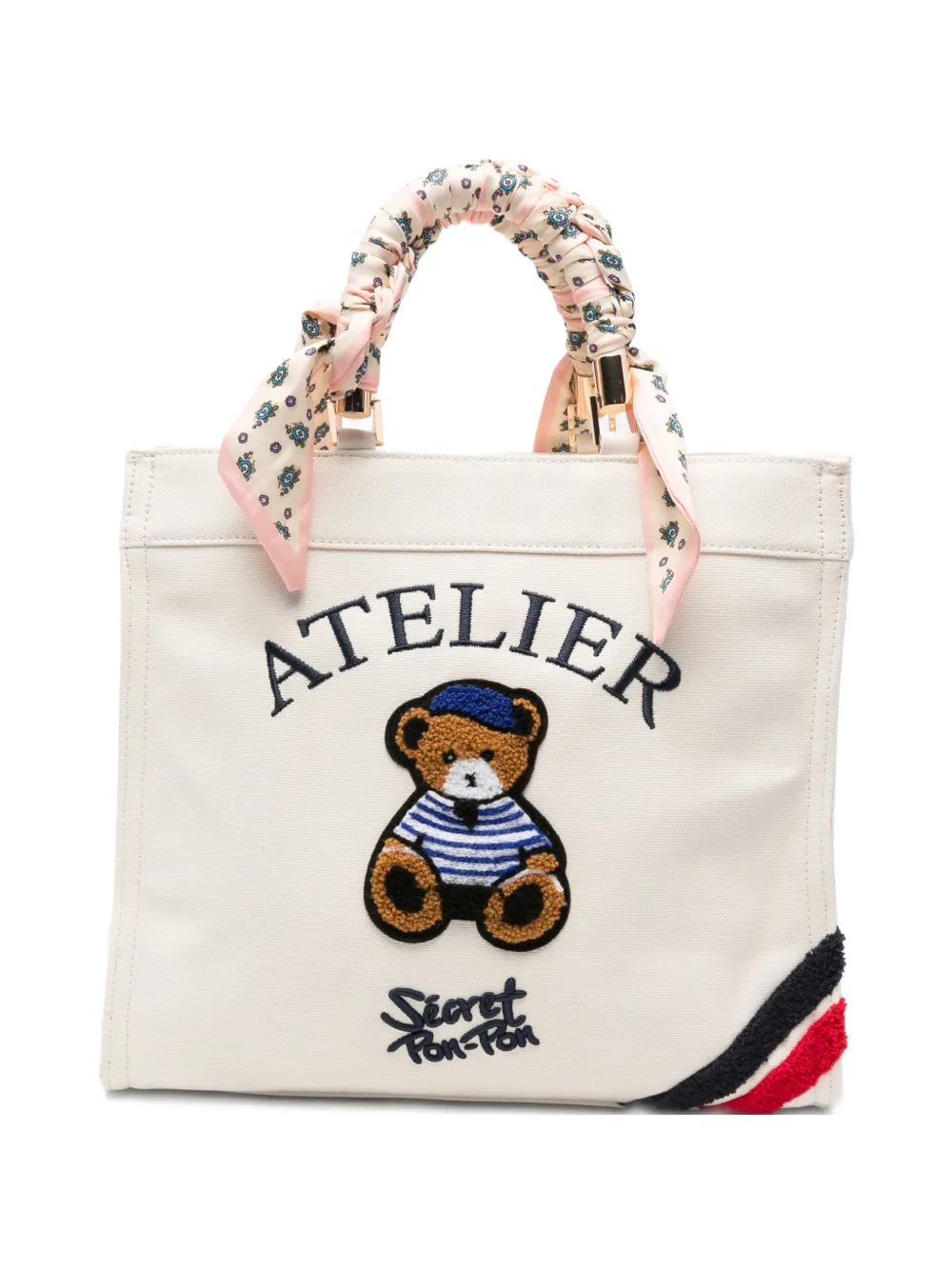 Secret Pon Pon Saint Tropez teddy-patch shoulder bag - Toni neutri