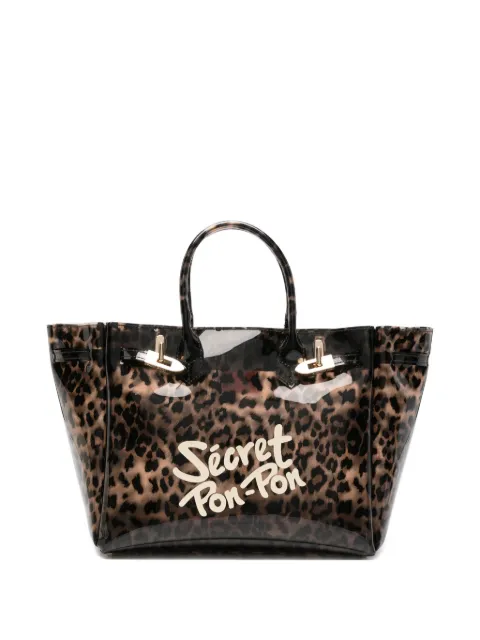 Secret Pon Pon Brigitte leopard-print tote bag