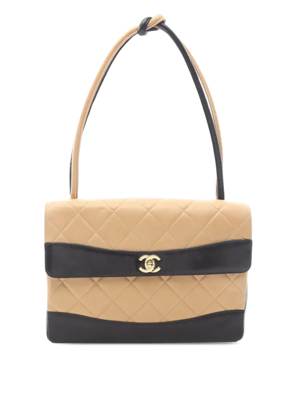 CHANEL Pre-Owned 2000-2002 CC Quilted Lambskin Bicolor Flap shoulder bag - Toni neutri