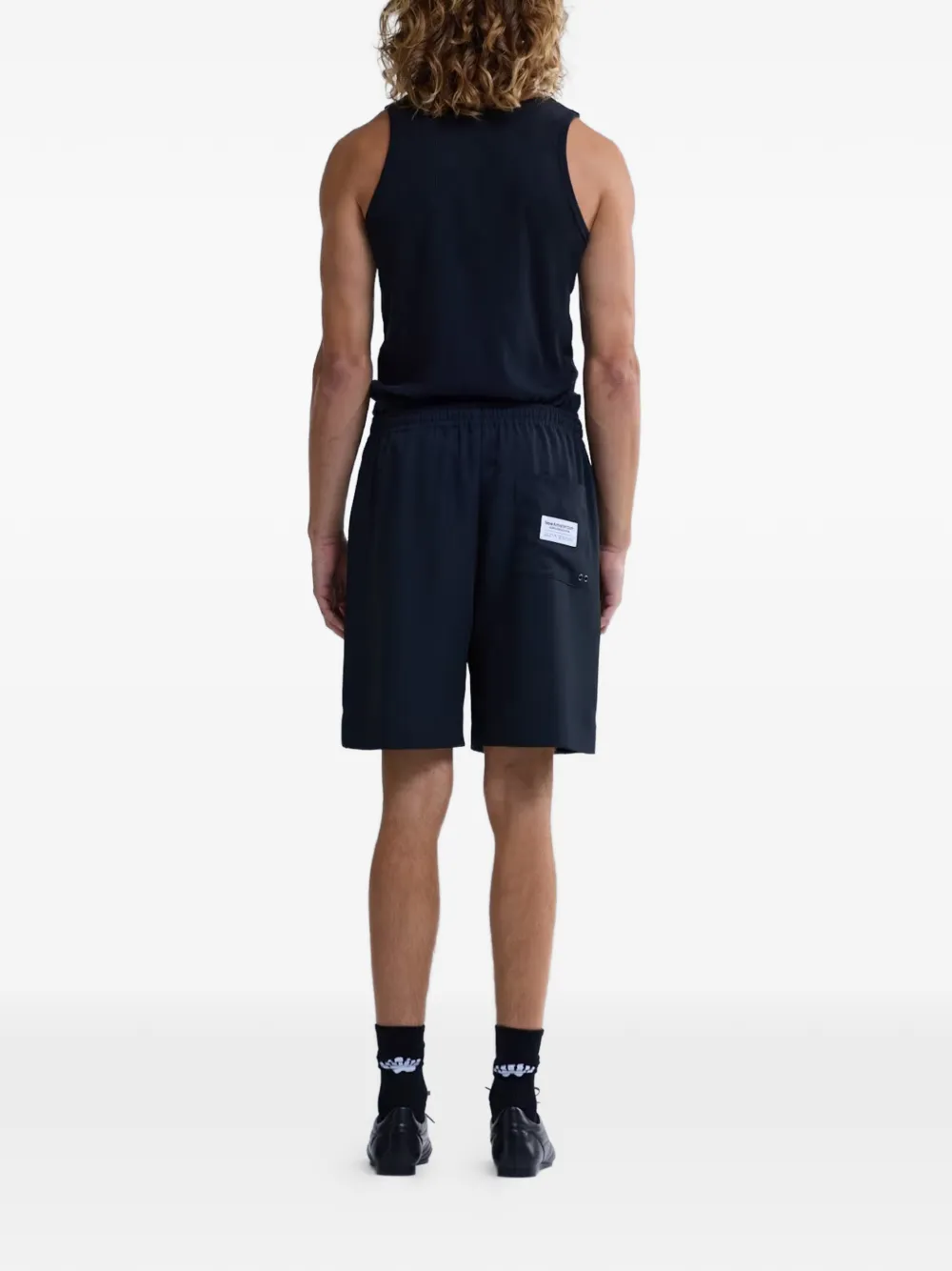NEW AMSTERDAM Shorts met trekkoord en logopatch Zwart
