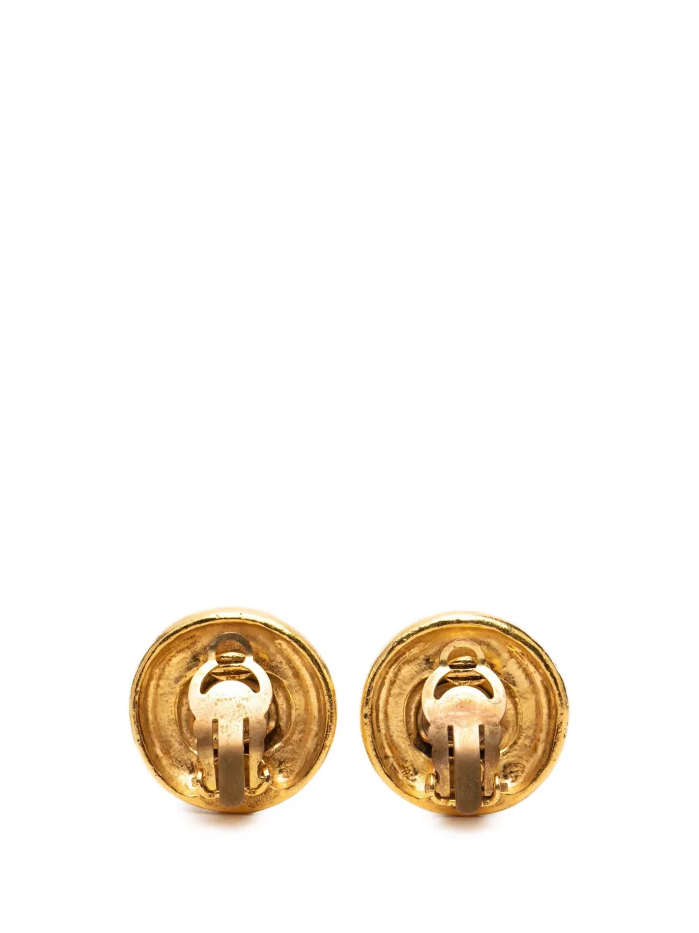  Chanel Pre-owned Pendientes De Clip Con Borde De Cuerda Bañados En Oro Con Apliques De Strass 1980-1990 - Dorado 