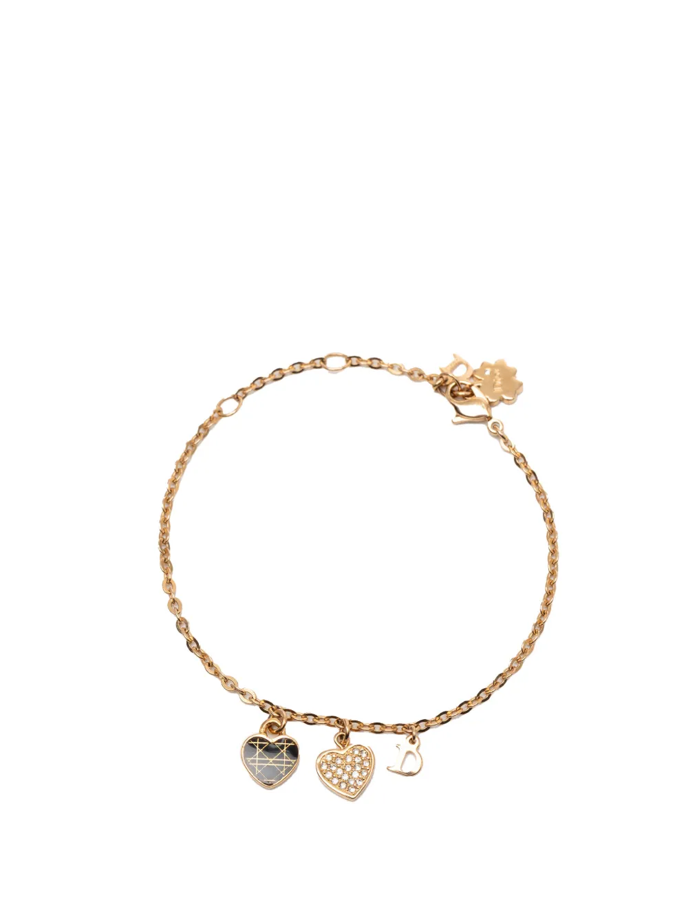 Christian Dior Pre-Owned 2000-2025 Gold Plated Crystal Heart Charms Bracelet costume bracelet - Oro