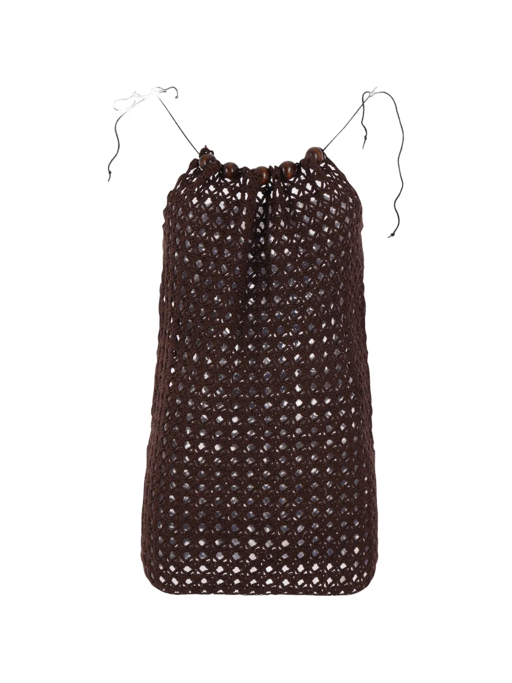 Niccolò Pasqualetti bead-embellished crochet top - Marrone