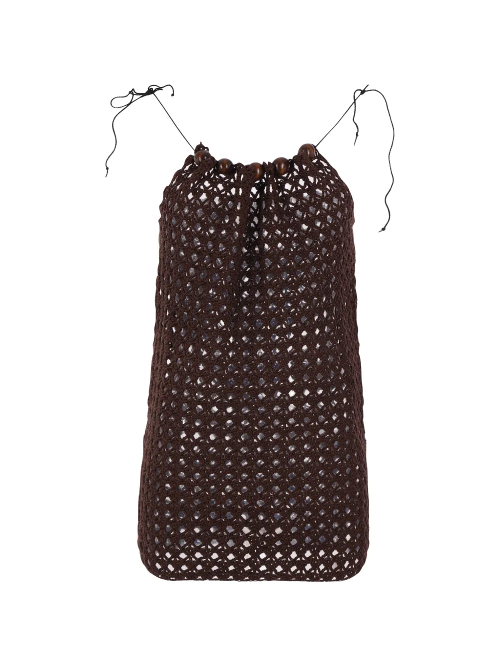 Niccolò Pasqualetti bead-embellished crochet top - Marrone