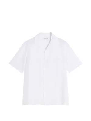 Palm Angels Back Curved Logo Bowling Shirt | White | FARFETCH