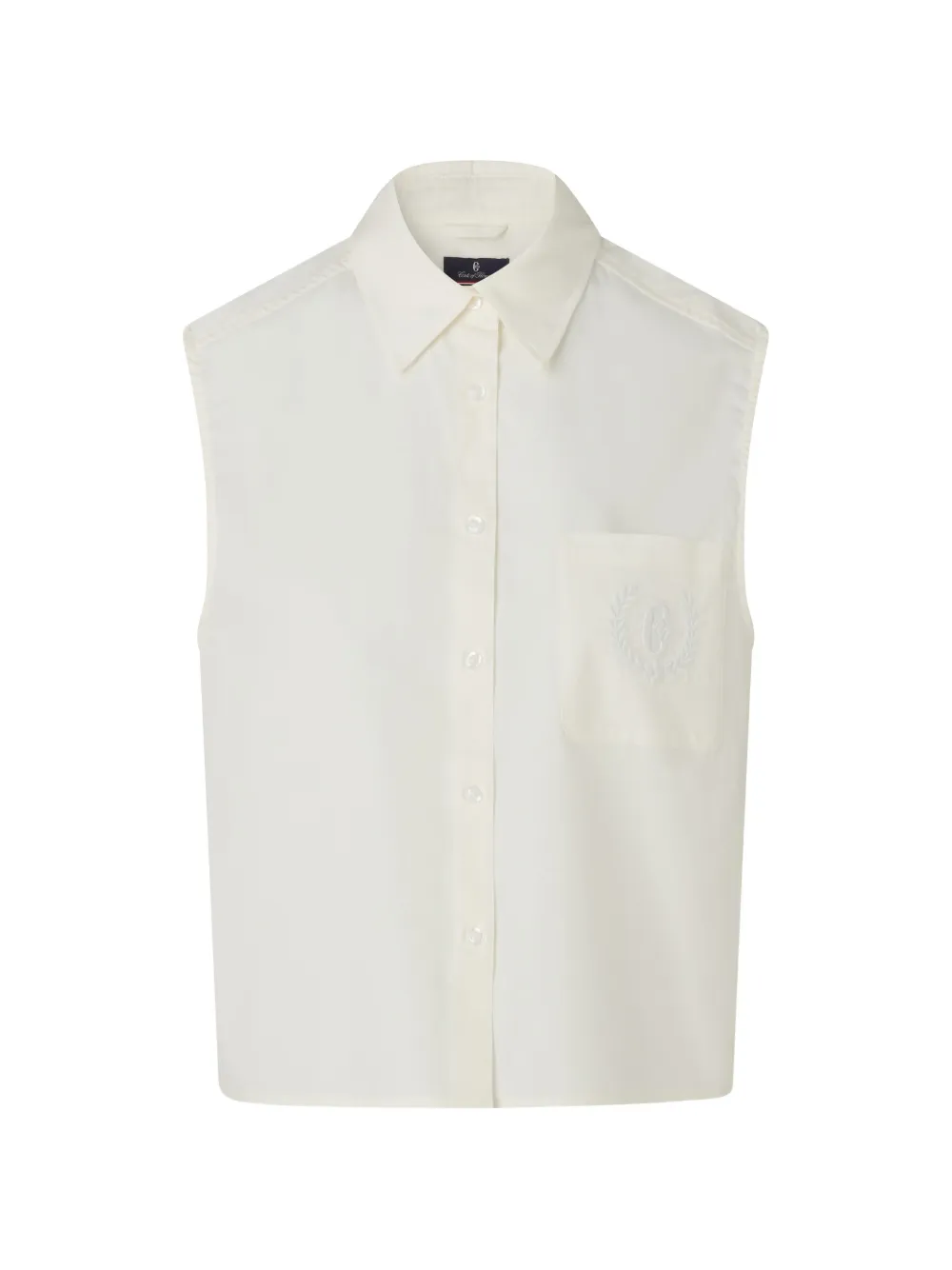 CONTE OF FLORENCE sleeveless embroidered-logo shirt - Toni neutri
