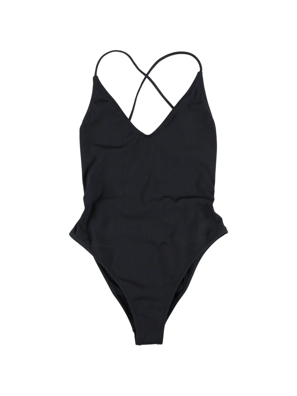 BELAMER Elen ribbed crossover-strap swimsuit - Nero