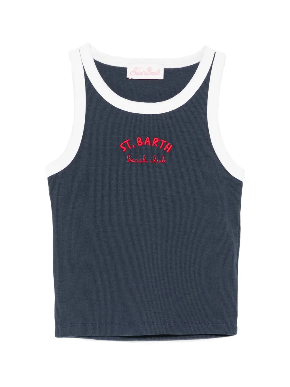 MC2 Saint Barth Kids Blue logo-embroidered ribbed tank top - Blau