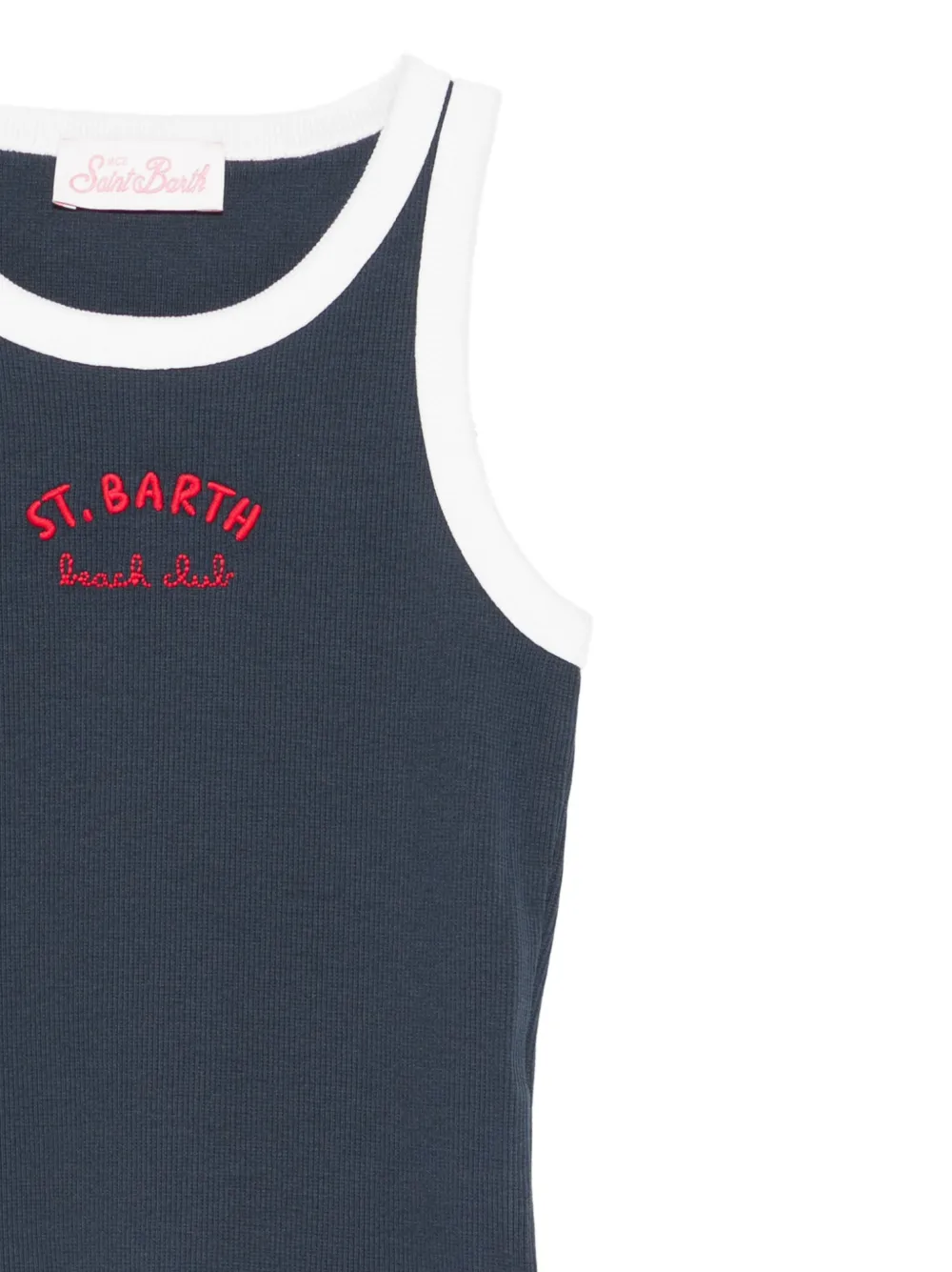 MC2 Saint Barth Kids Blue geribbelde tanktop met geborduurd logo Blauw