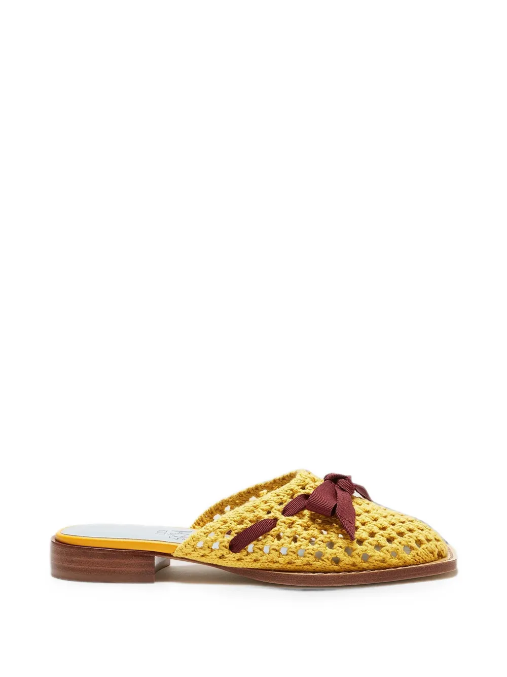LILI CURIA Lina bow-detail crochet mules Geel