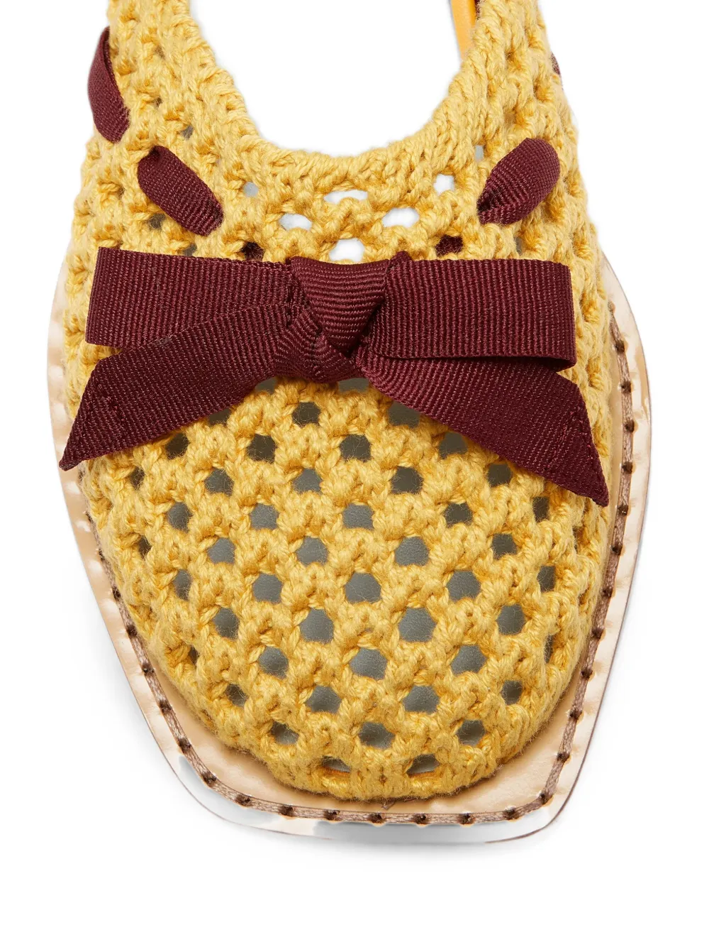 LILI CURIA Lina bow-detail crochet mules Geel