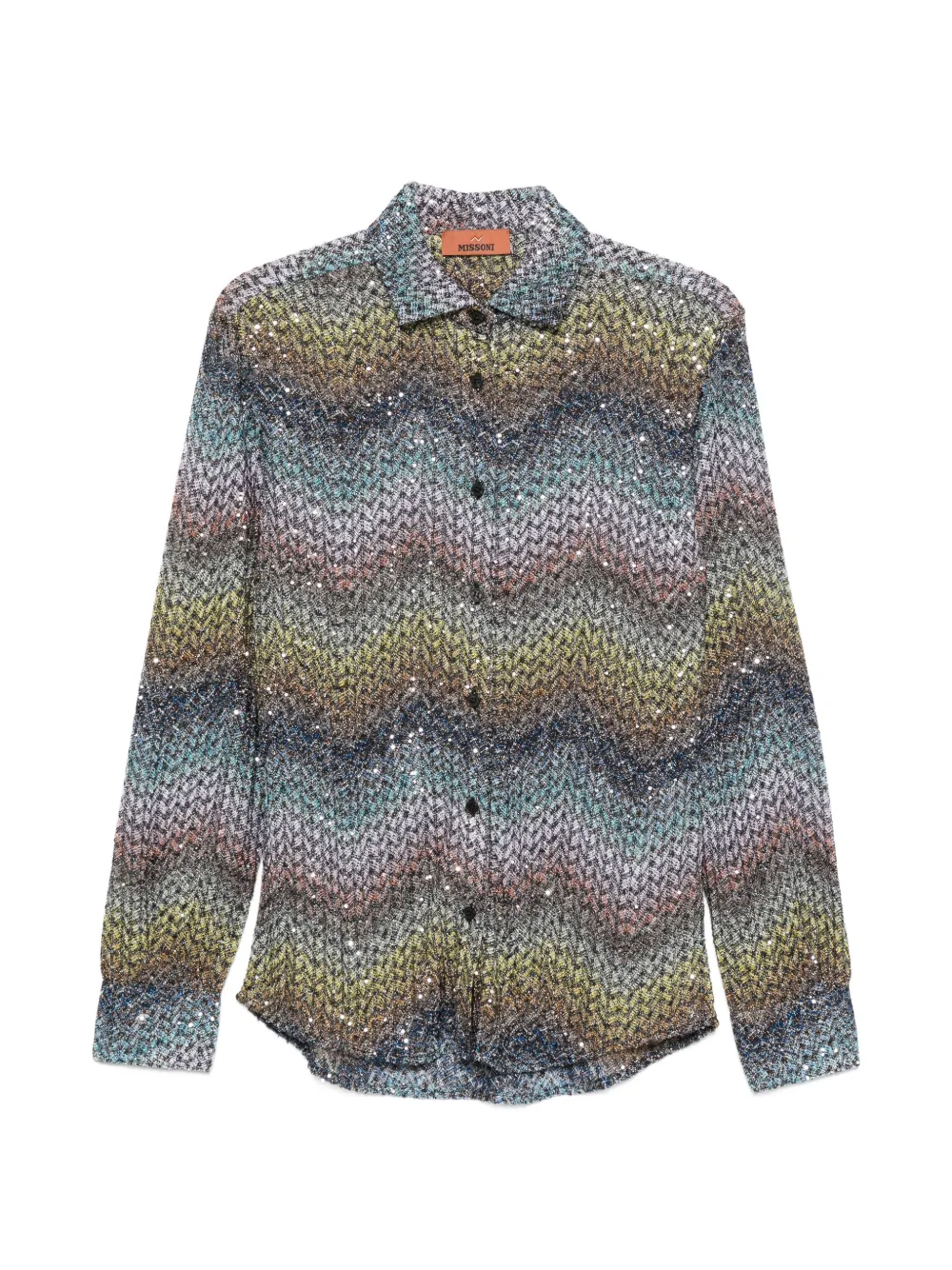 Missoni zigzag-knit sequin-embellished shirt - Blu