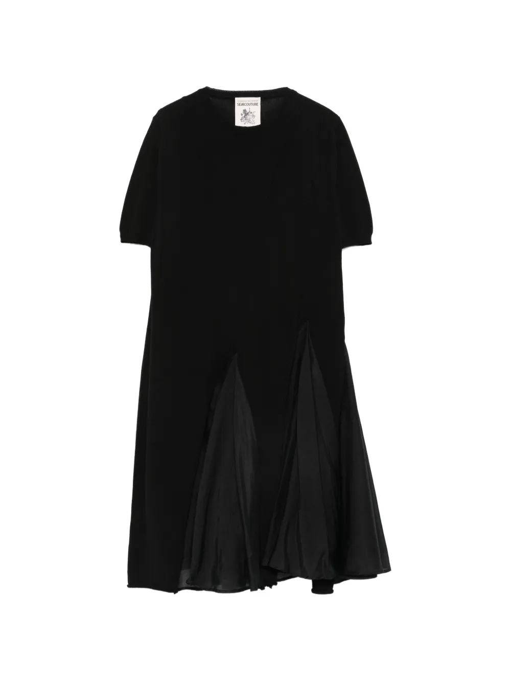 Semicouture crew-neck pleated dress - Nero