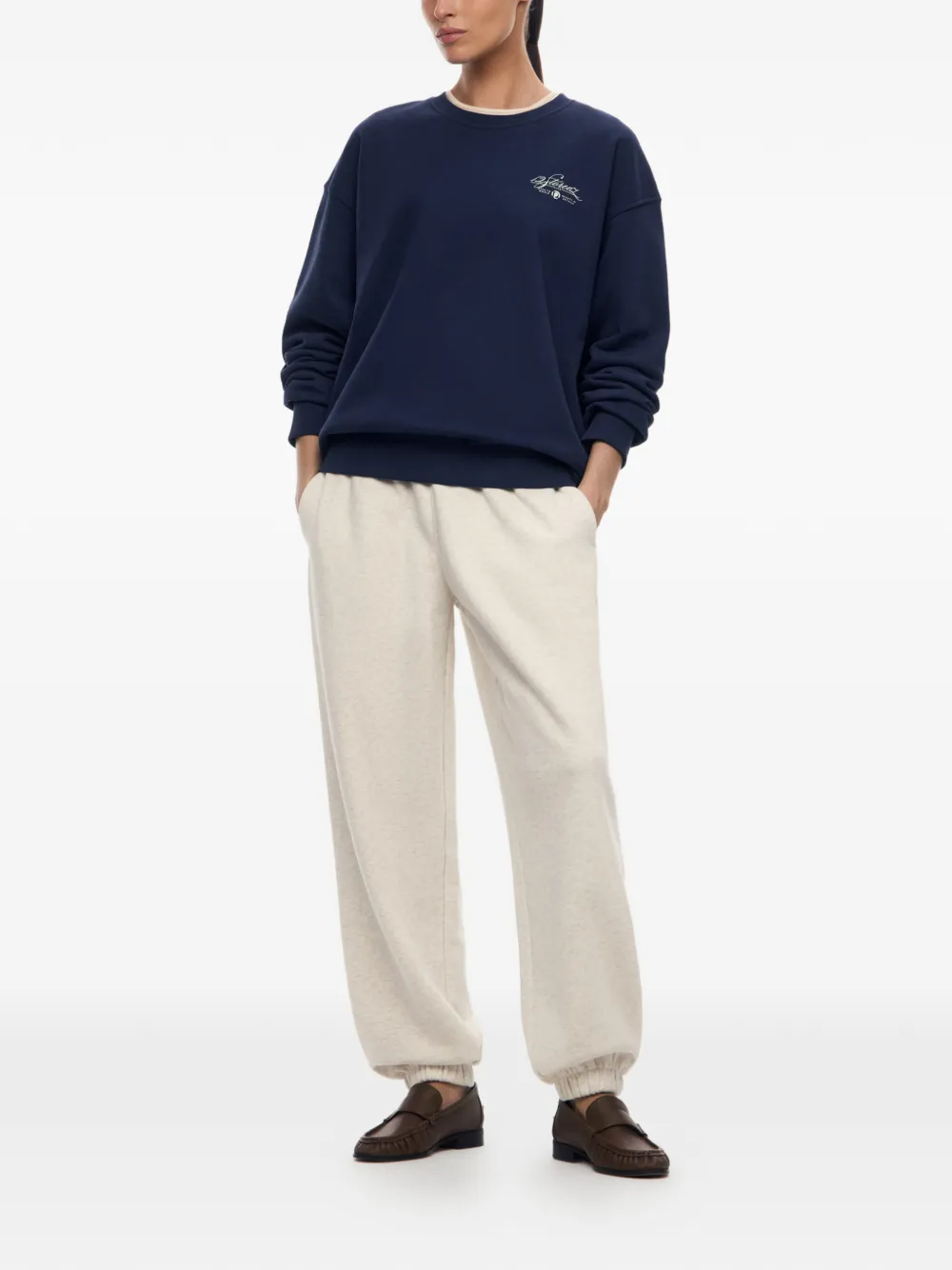 12 STOREEZ Central Park sweater met logoprint Blauw
