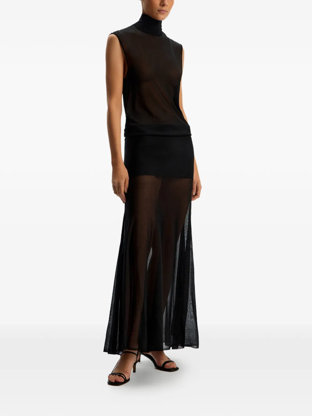 12 STOREEZ Maxi-jurk met col Zwart